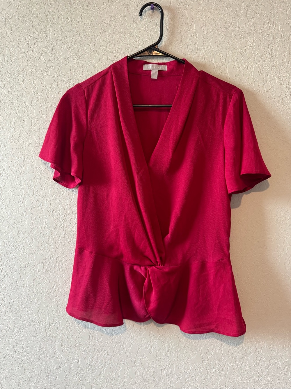 Chelsea28 Fuchsia Twist-Front V-Neck Blouse